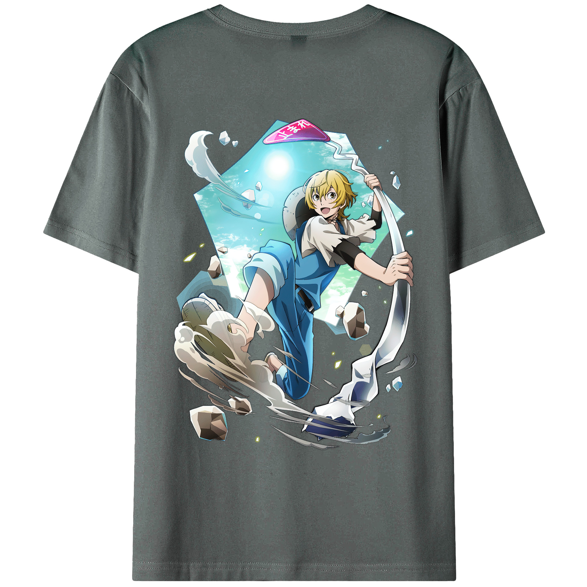 （画像用） 文豪ストレイドッグス Bungo Stray Dogs 綿100％ メンズ半袖Tシャツ（バックプリント） 通気性